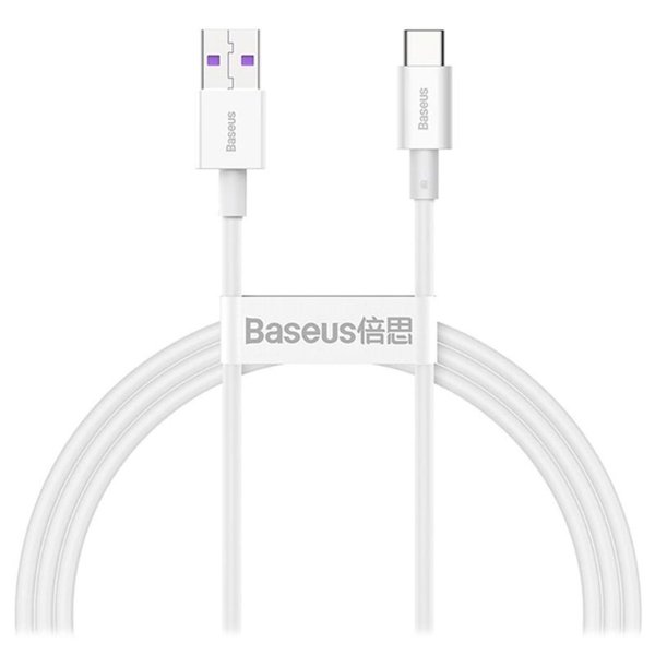 Latauskaapeli Baseus superior series USB-A - USB-C - 66w, 2m - valkoinen