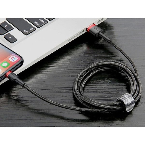 Latauskaapeli Baseus kabel USB-A - Lightning iPhone - 3m - musta nylon