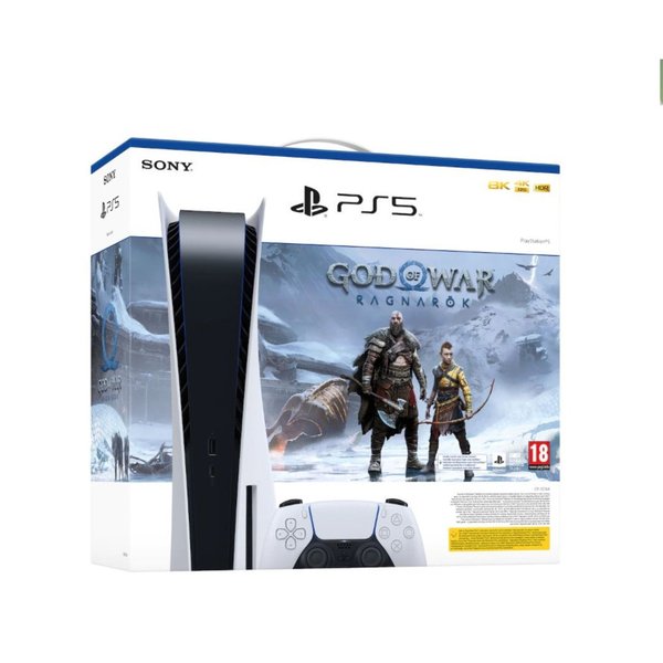 PlayStation 5 + God of War Ragnarök pakkaus